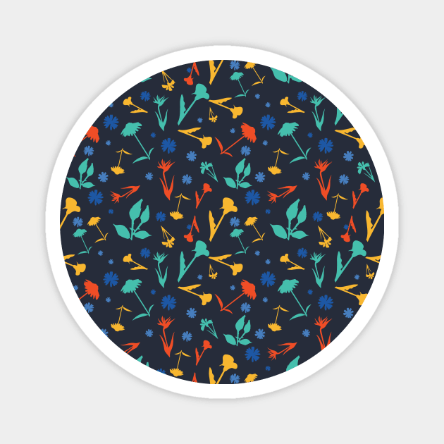 Cute Colorful Flowers Floral Nature Plant Pattern Magnet by Freid